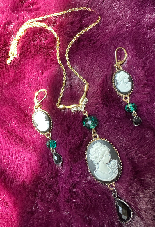 Cameo Necklace & Earring Set