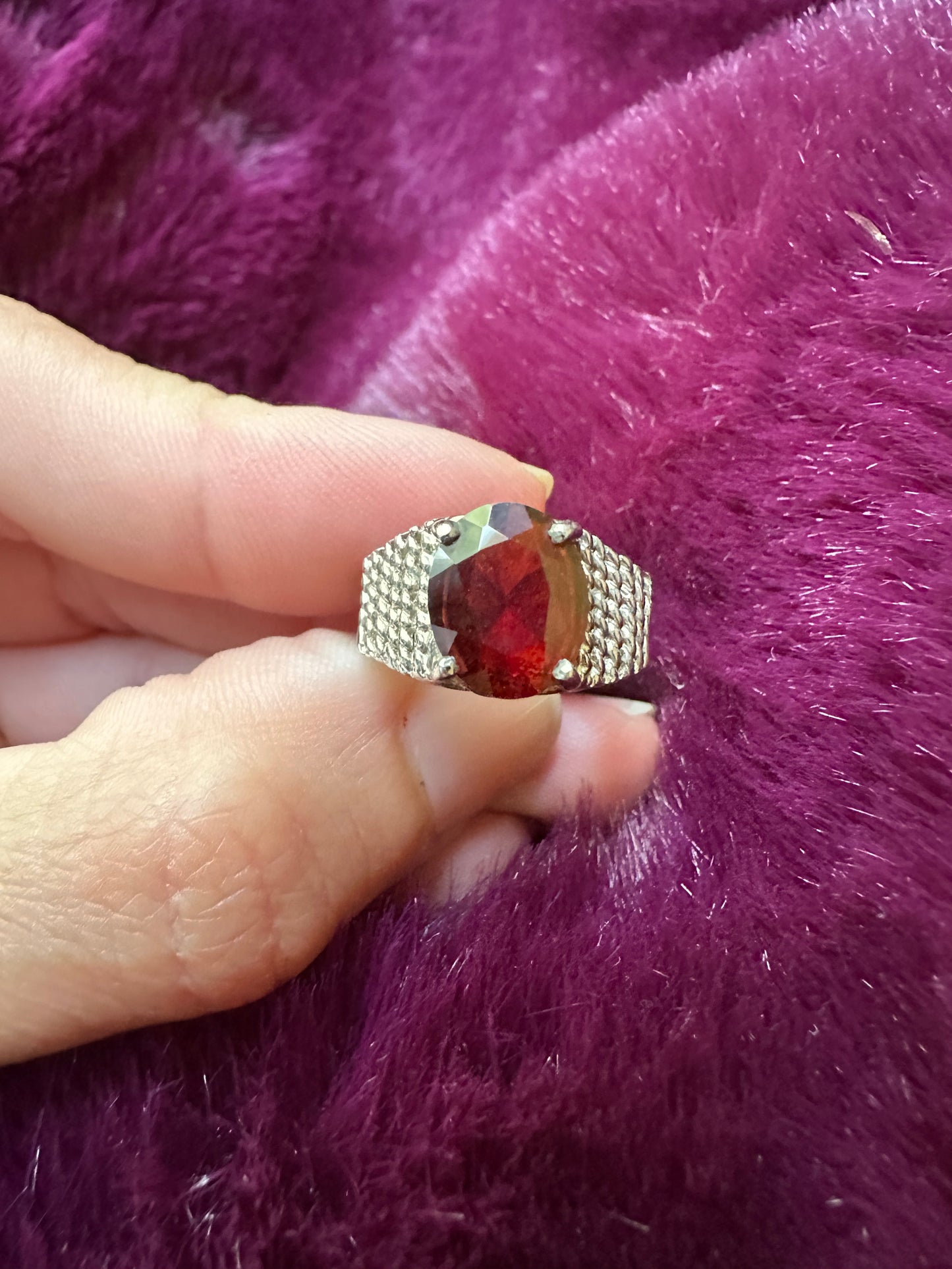 Sterling Garnet Ring SZ 4.75