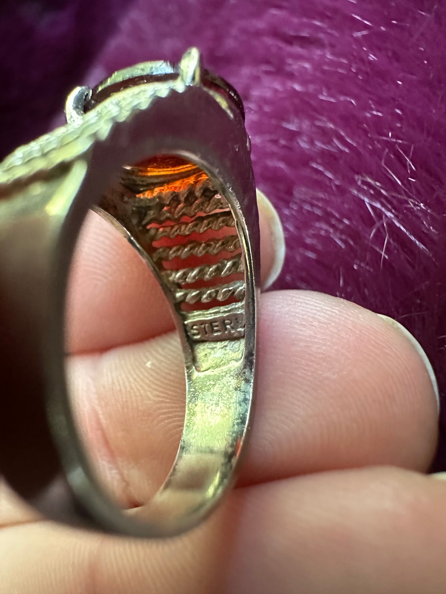 Sterling Garnet Ring SZ 4.75