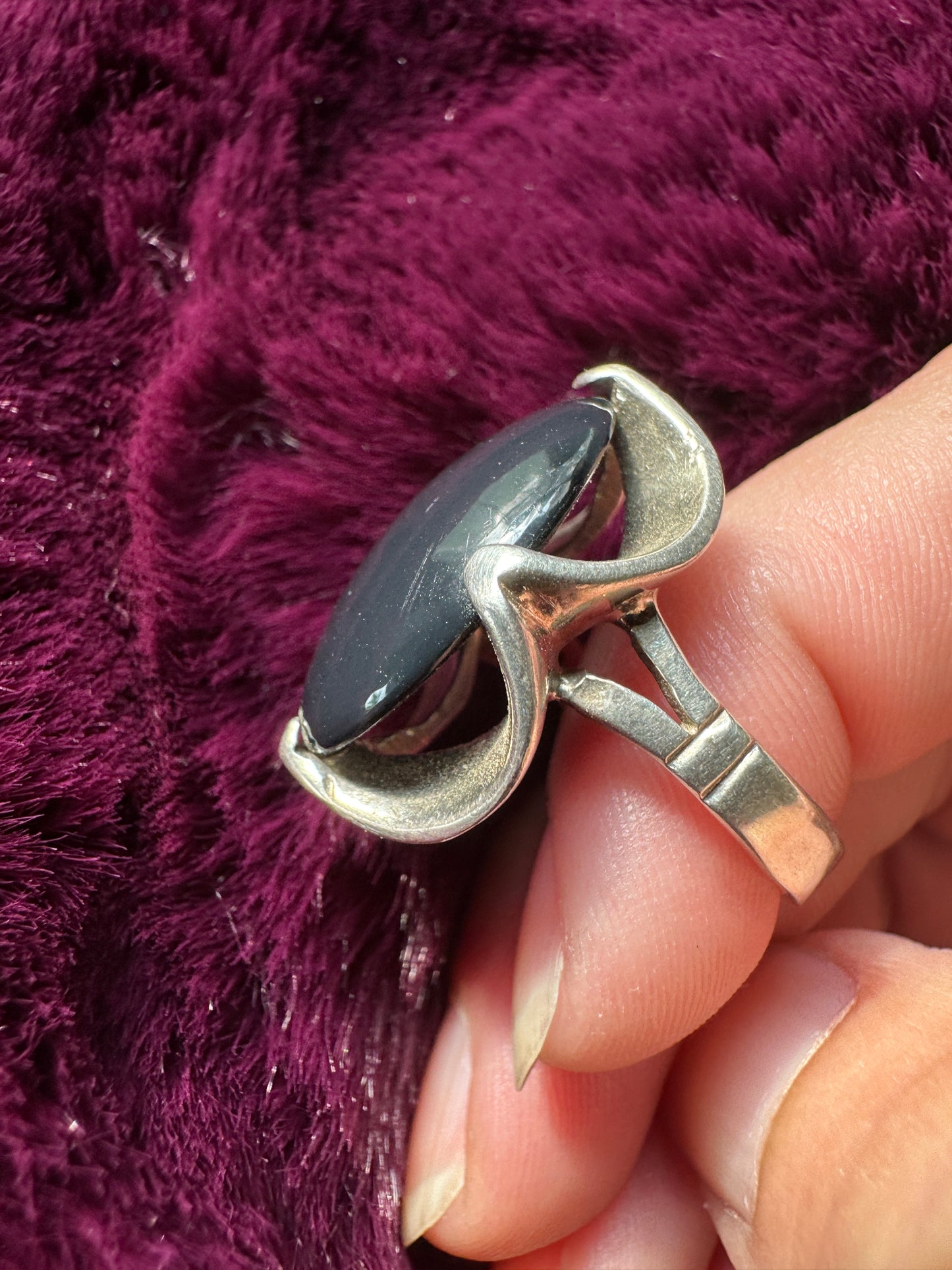 Vintage Silver & Onyx Ring SZ 5.75
