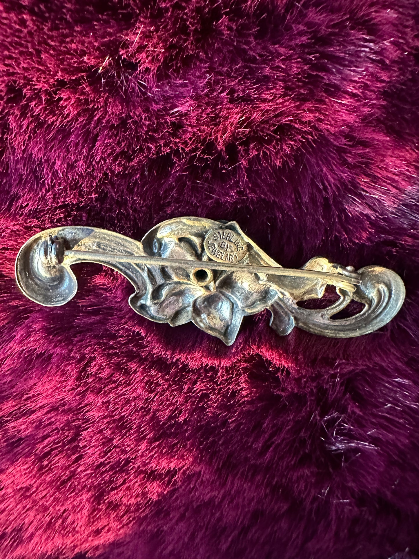 Vintage Silver Rose Brooch