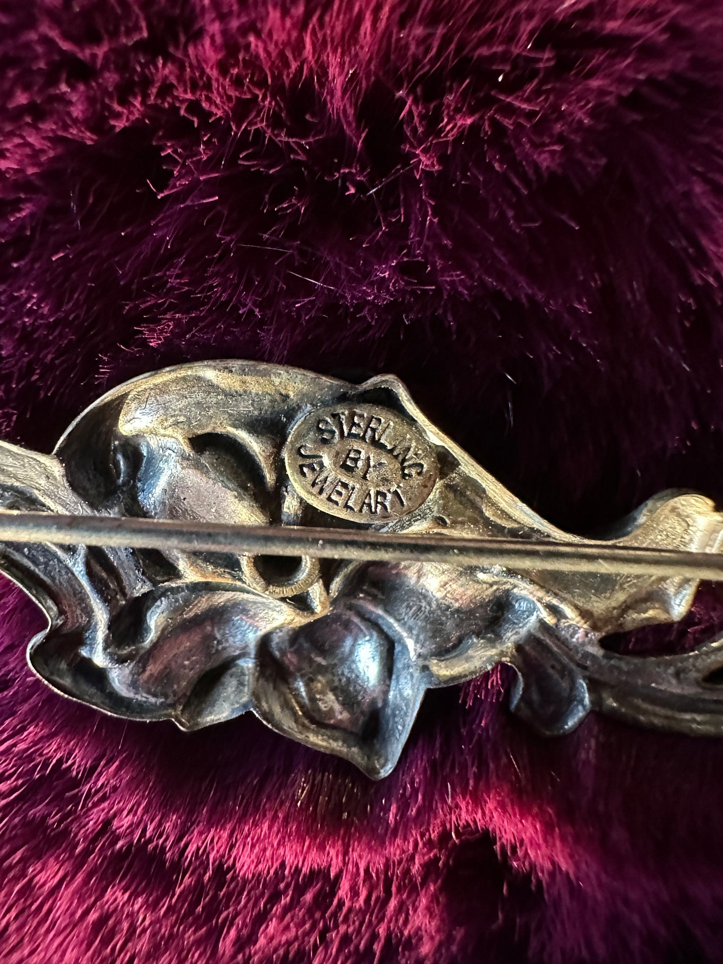 Vintage Silver Rose Brooch
