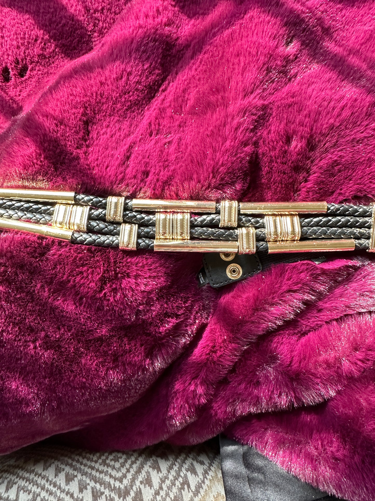 Black & Gold Rope Belt 30" - 34"