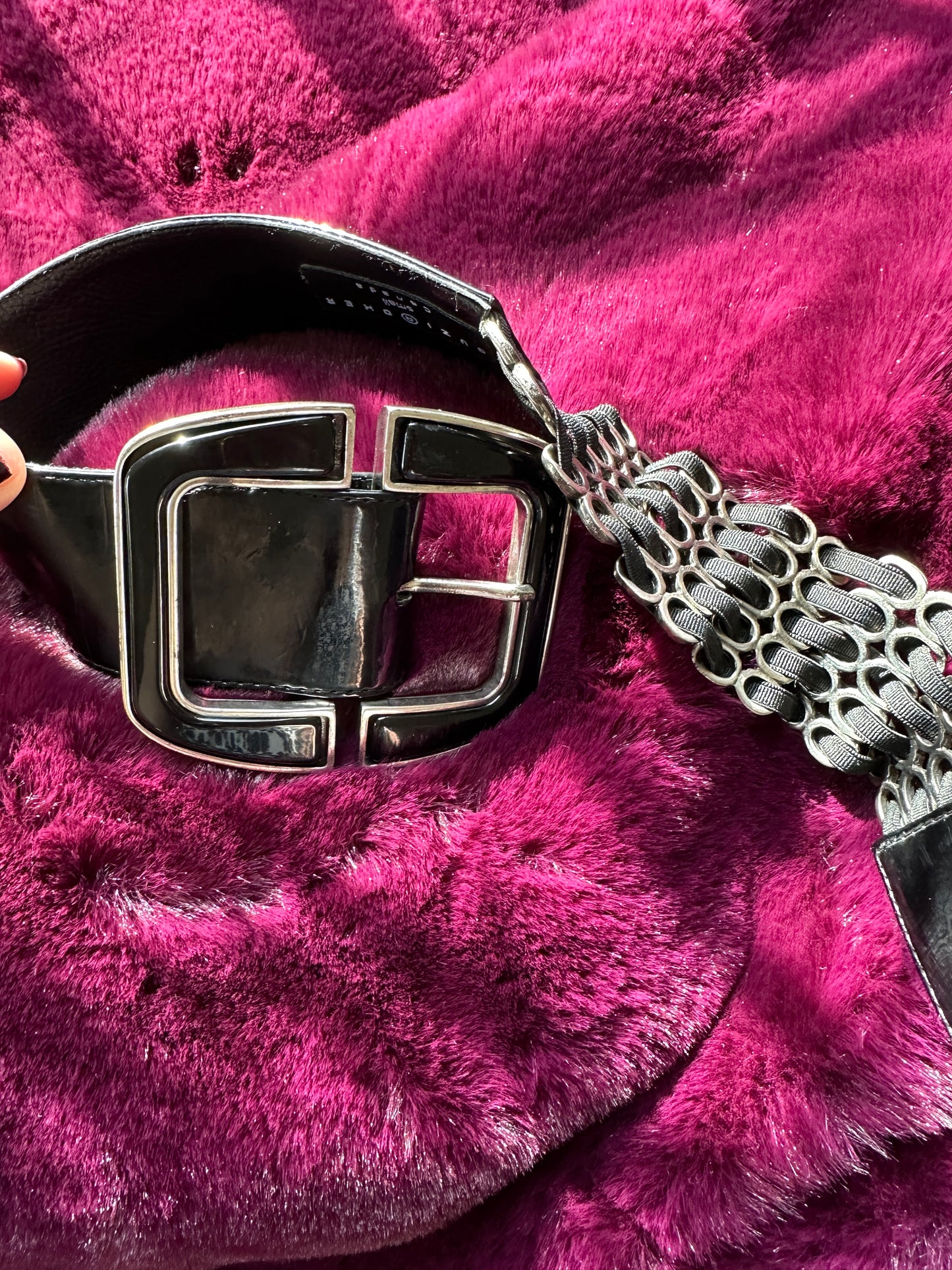 Vintage Patent Leather Wide Belt 34" - 38"