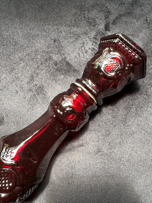 Red Glass Victorian Revival Candlestick & Perfume Bottle