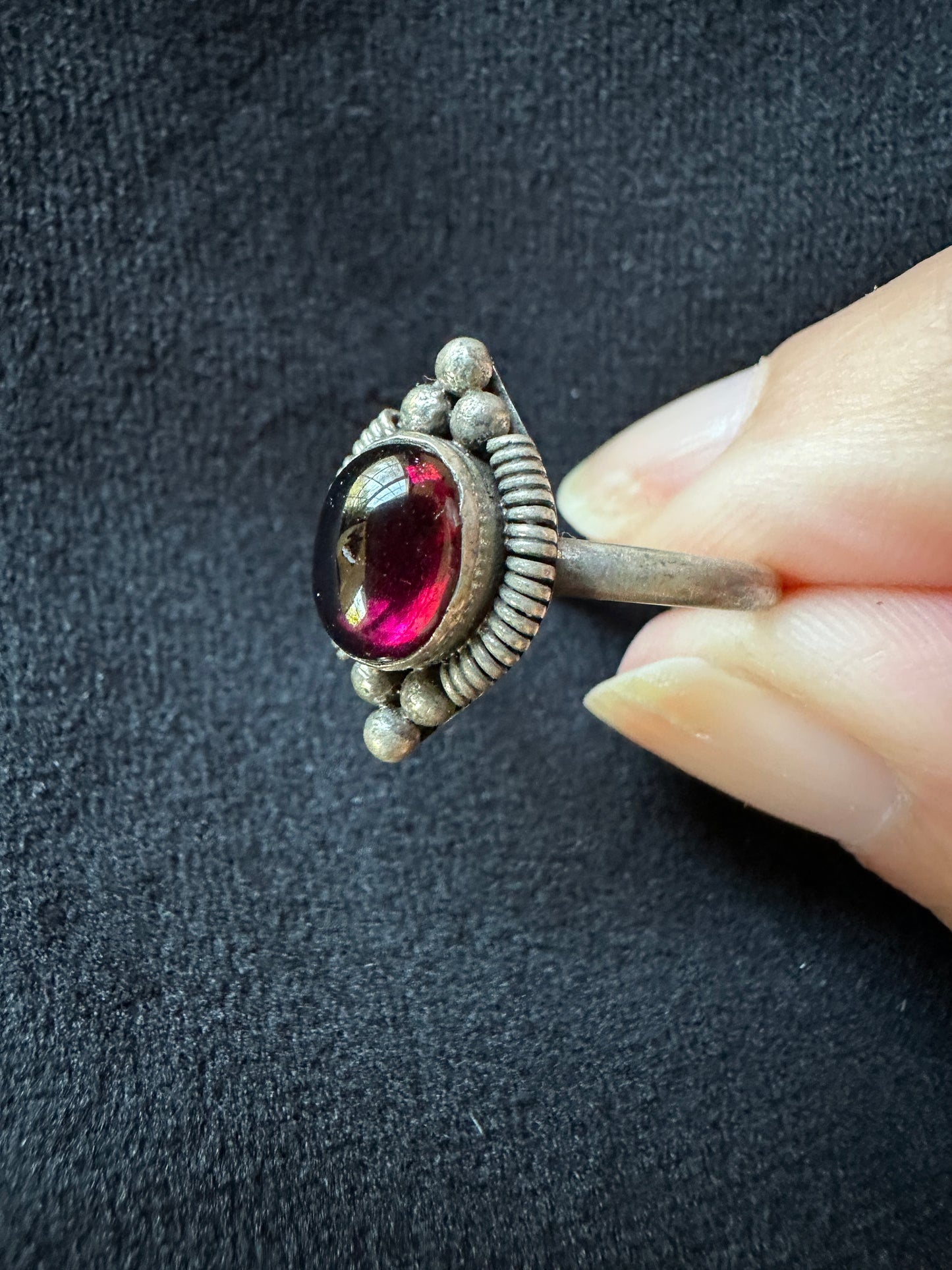Garnet & Silver Ring SZ 8.25