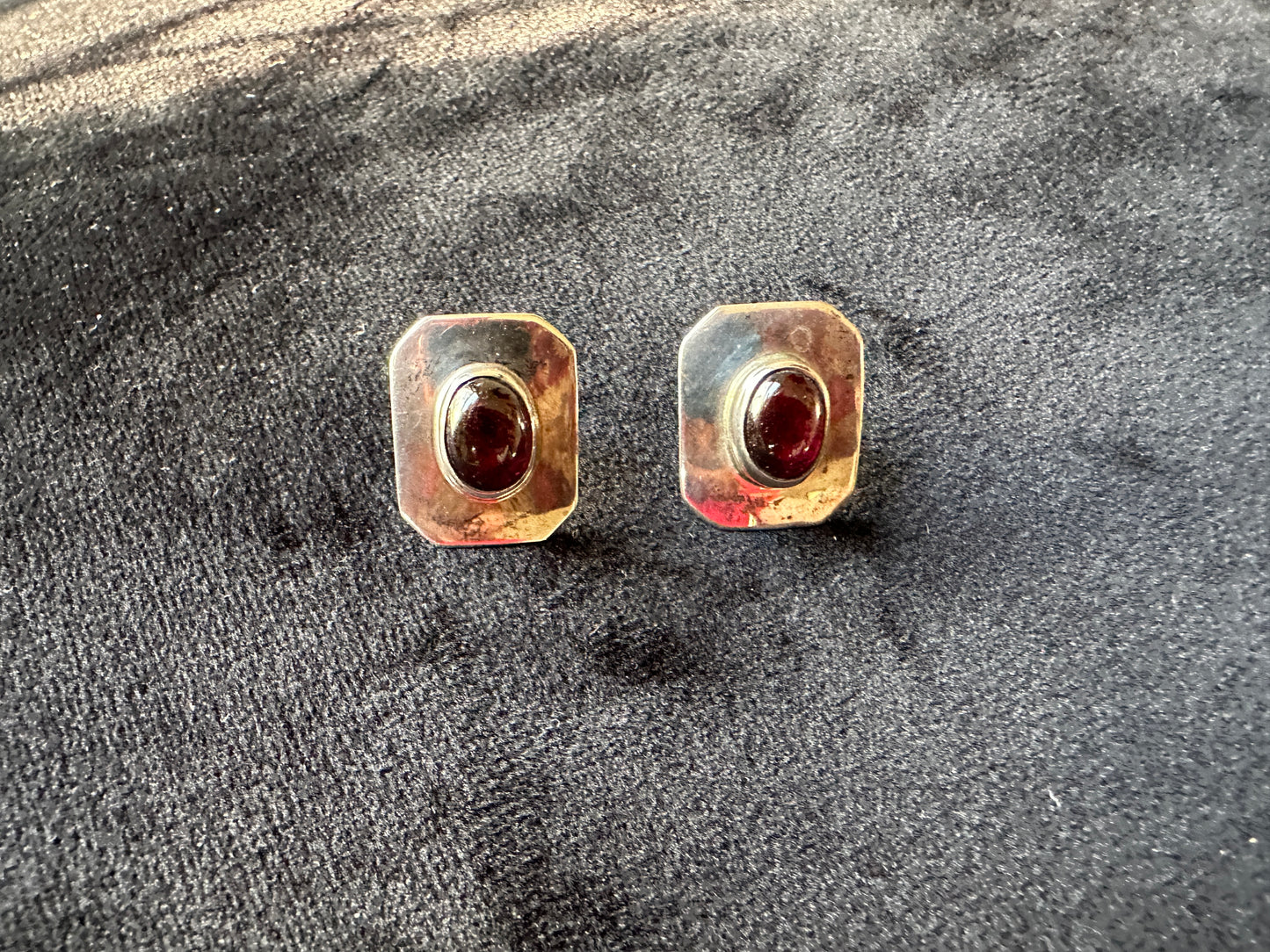 Silver & Garnet Post Earrings