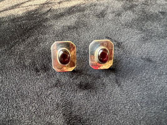 Silver & Garnet Post Earrings