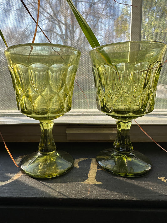 70s Noritake Avocado Green Goblets