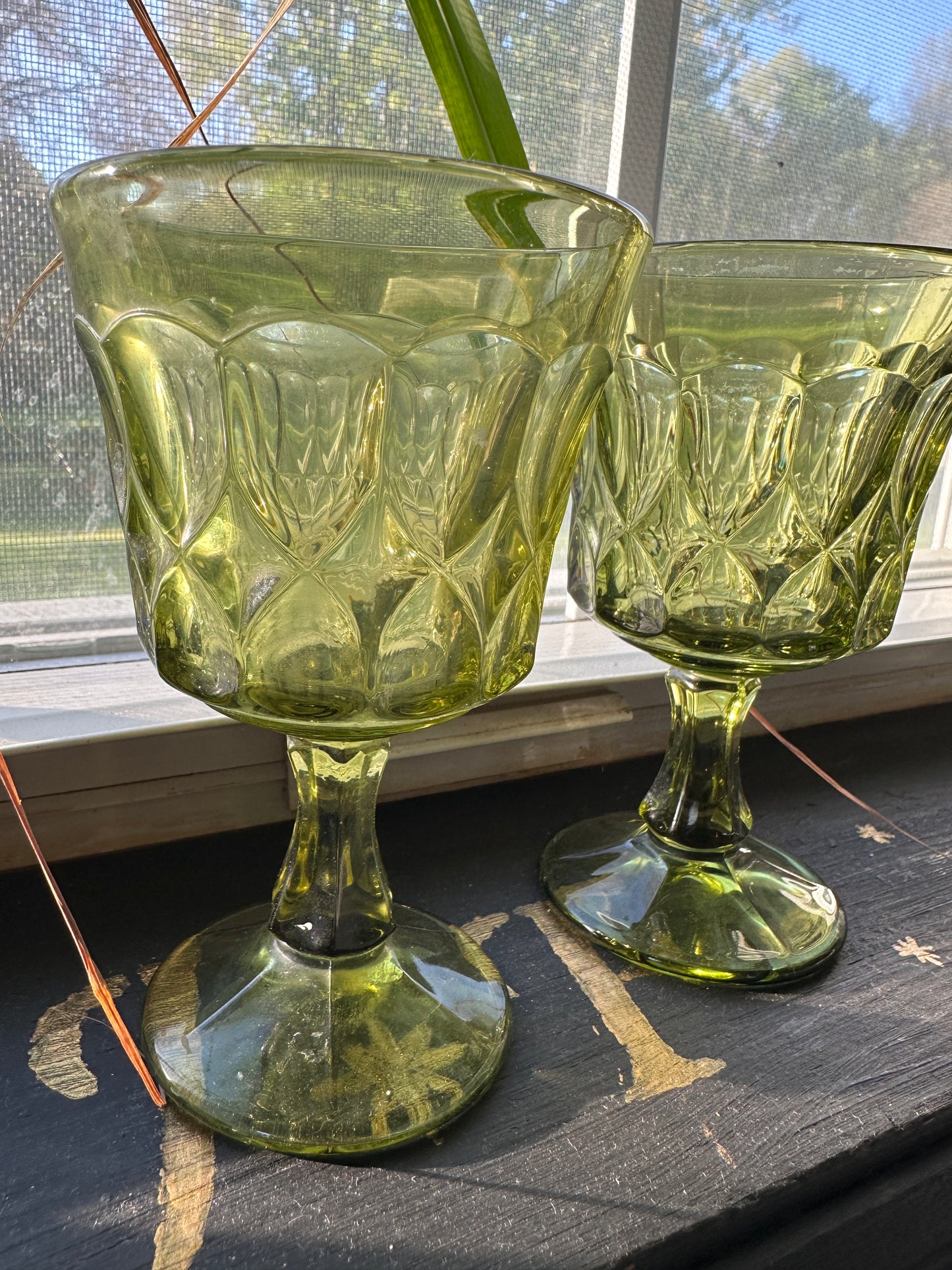70s Noritake Avocado Green Goblets