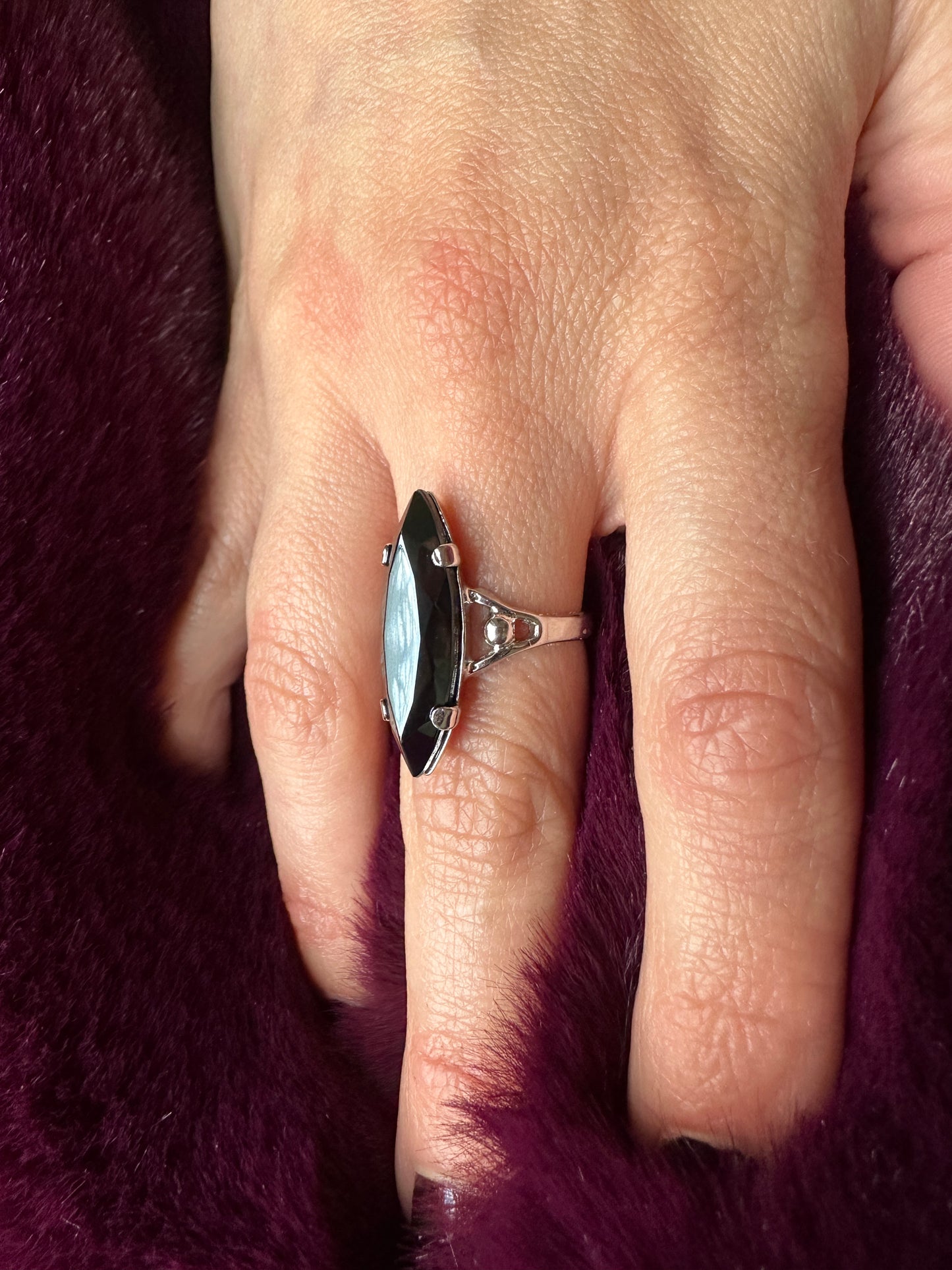 Silver & Hematite Ring SZ 6.25