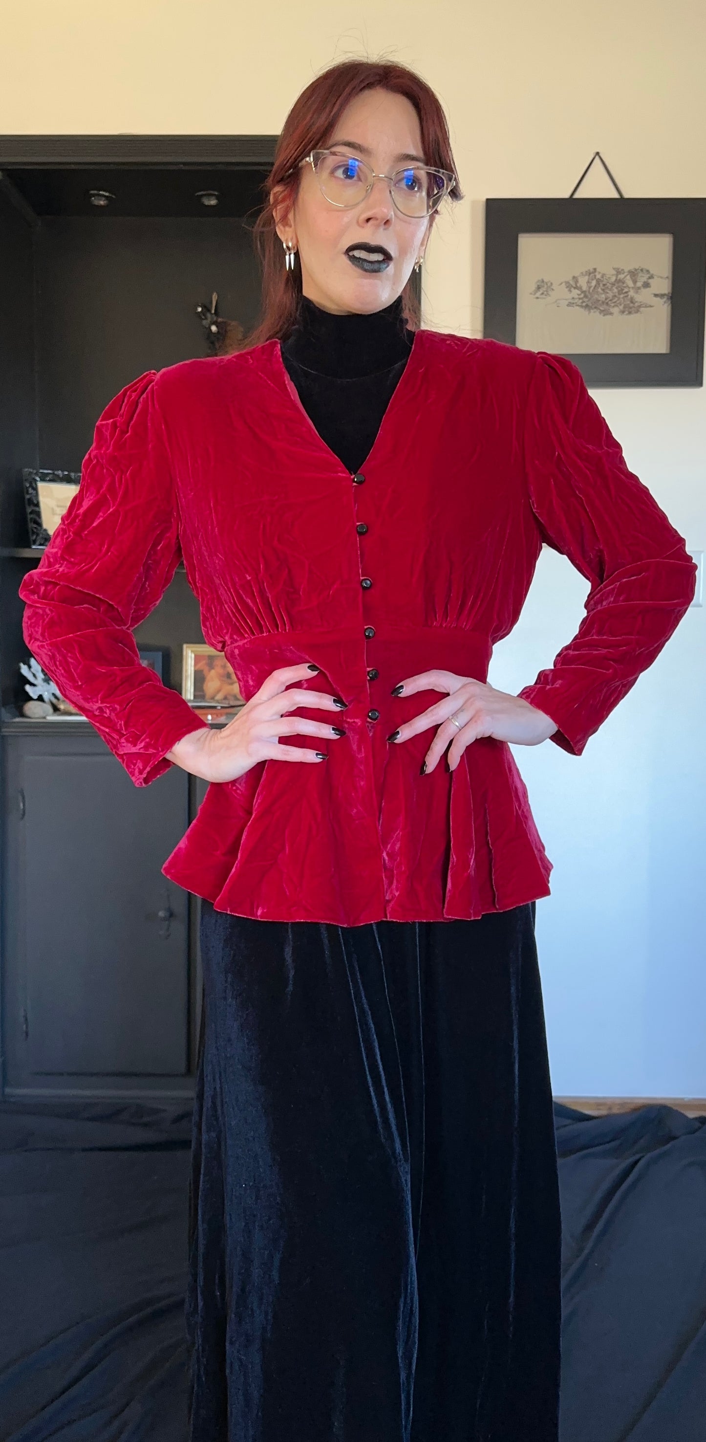 80s Red Velvet Jacket SZ 6-8