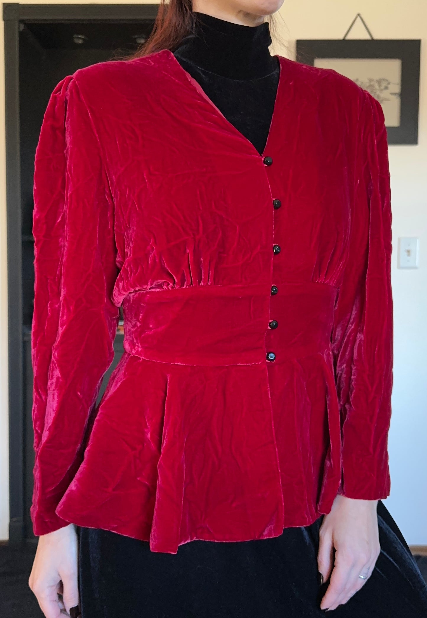 80s Red Velvet Jacket SZ 6-8