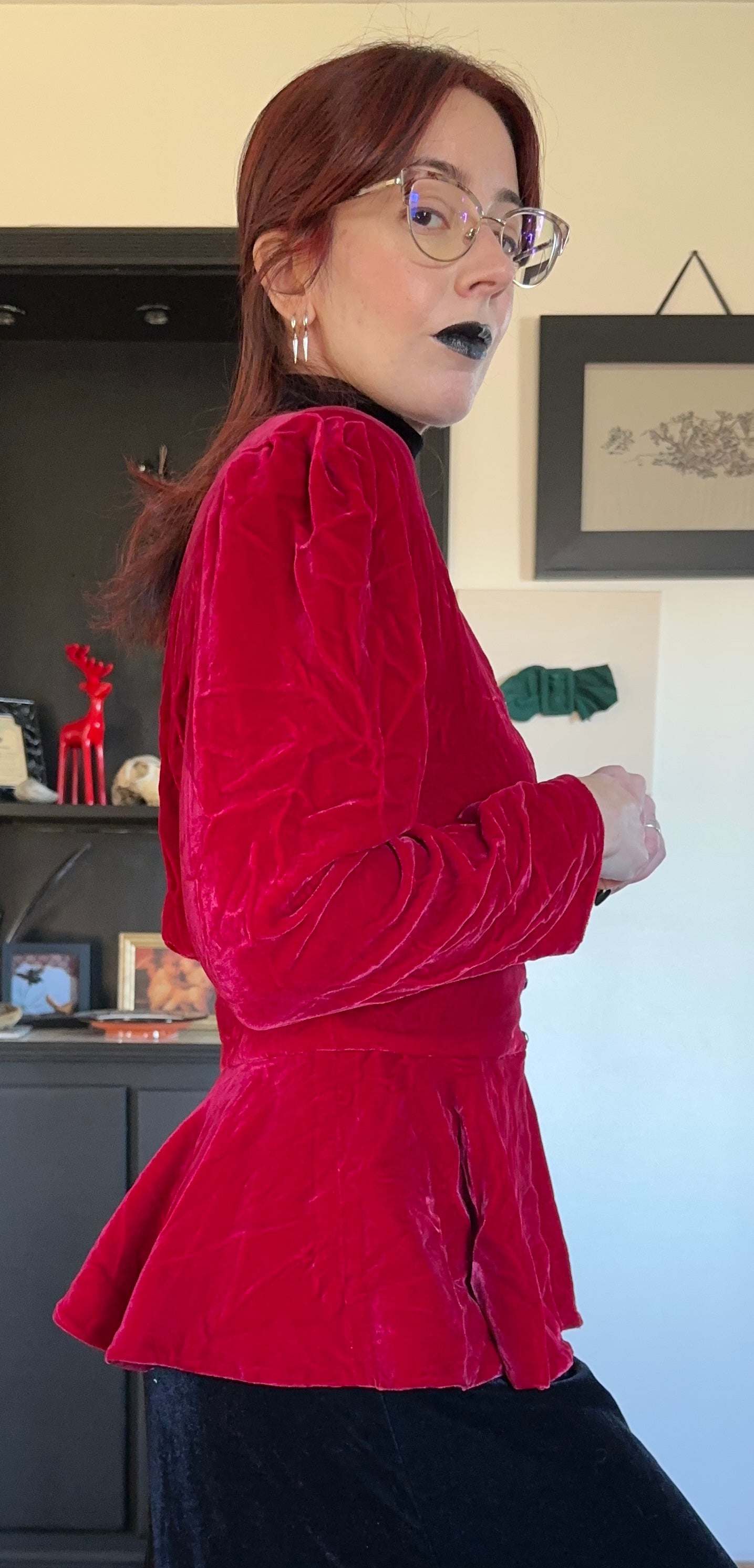 80s Red Velvet Jacket SZ 6-8