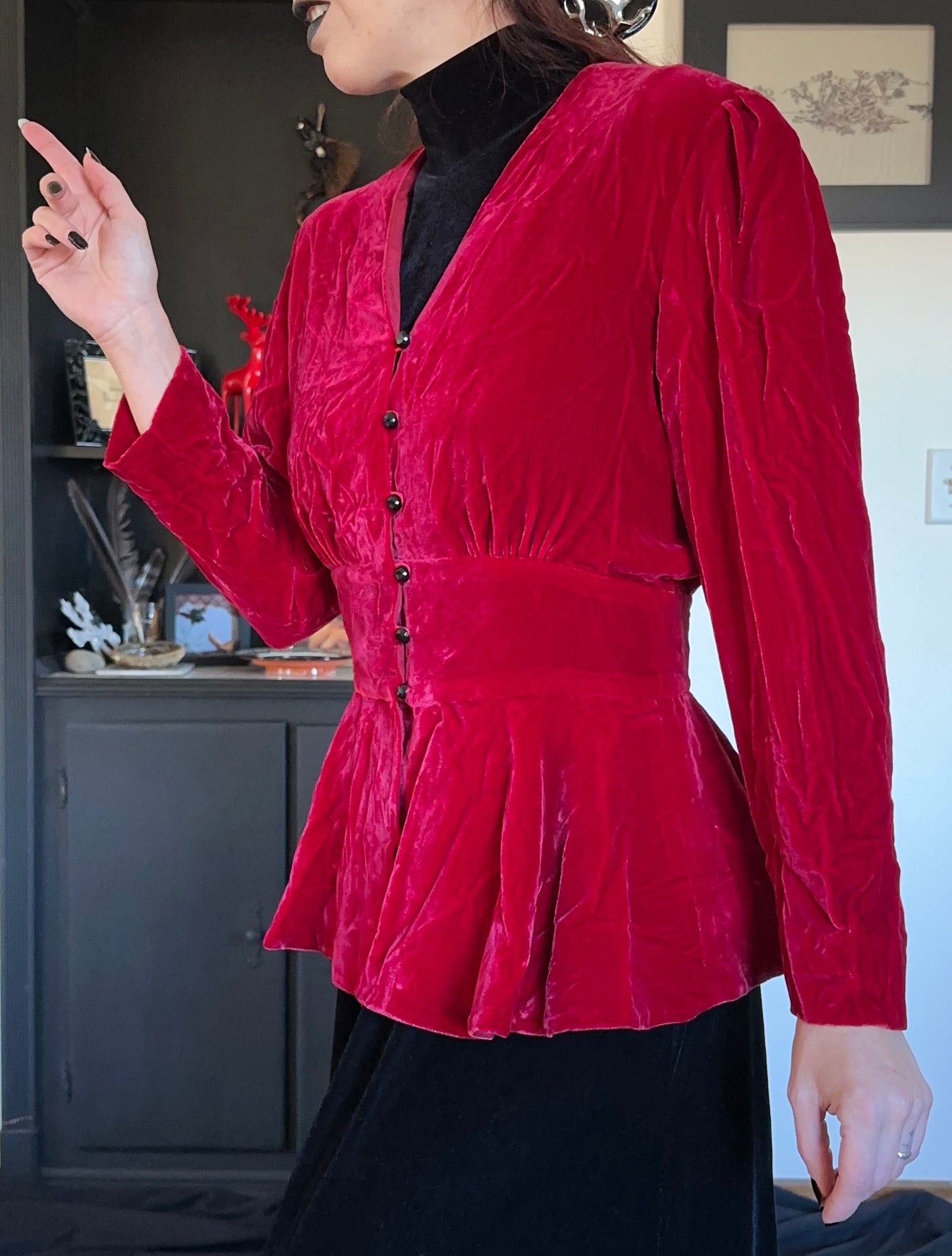 80s Red Velvet Jacket SZ 6-8