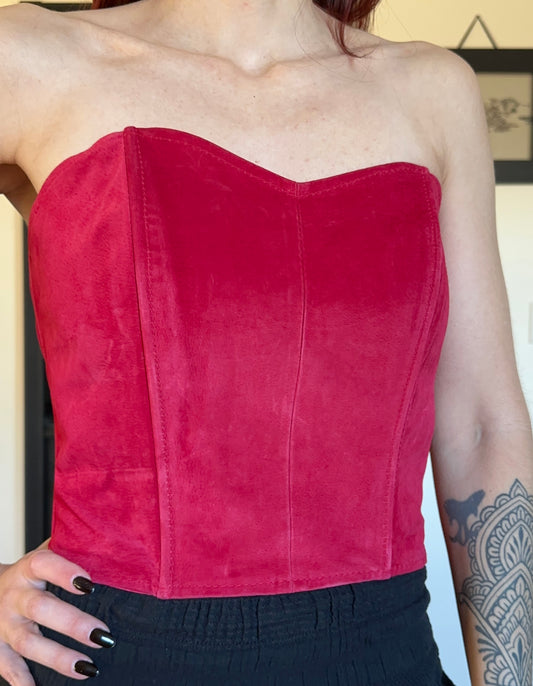 80s Suede Romantic Corset Top S-M
