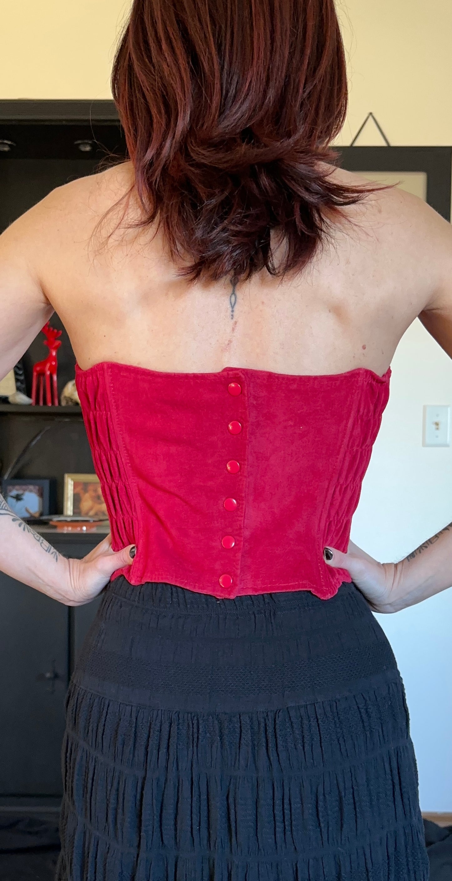 80s Suede Romantic Corset Top S-M
