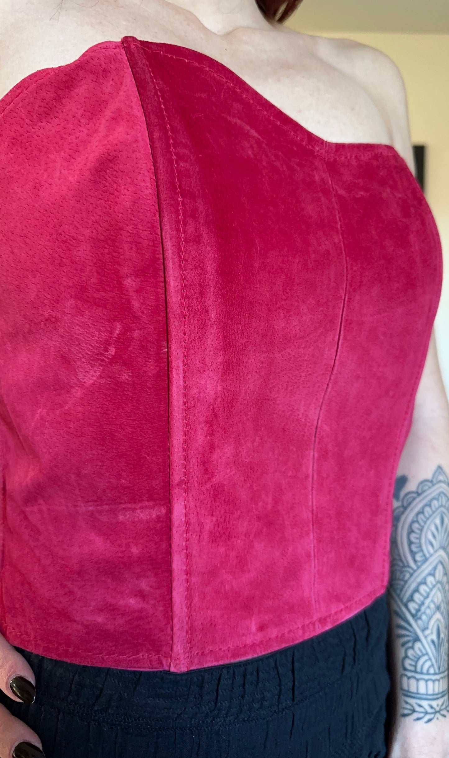 80s Suede Romantic Corset Top S-M