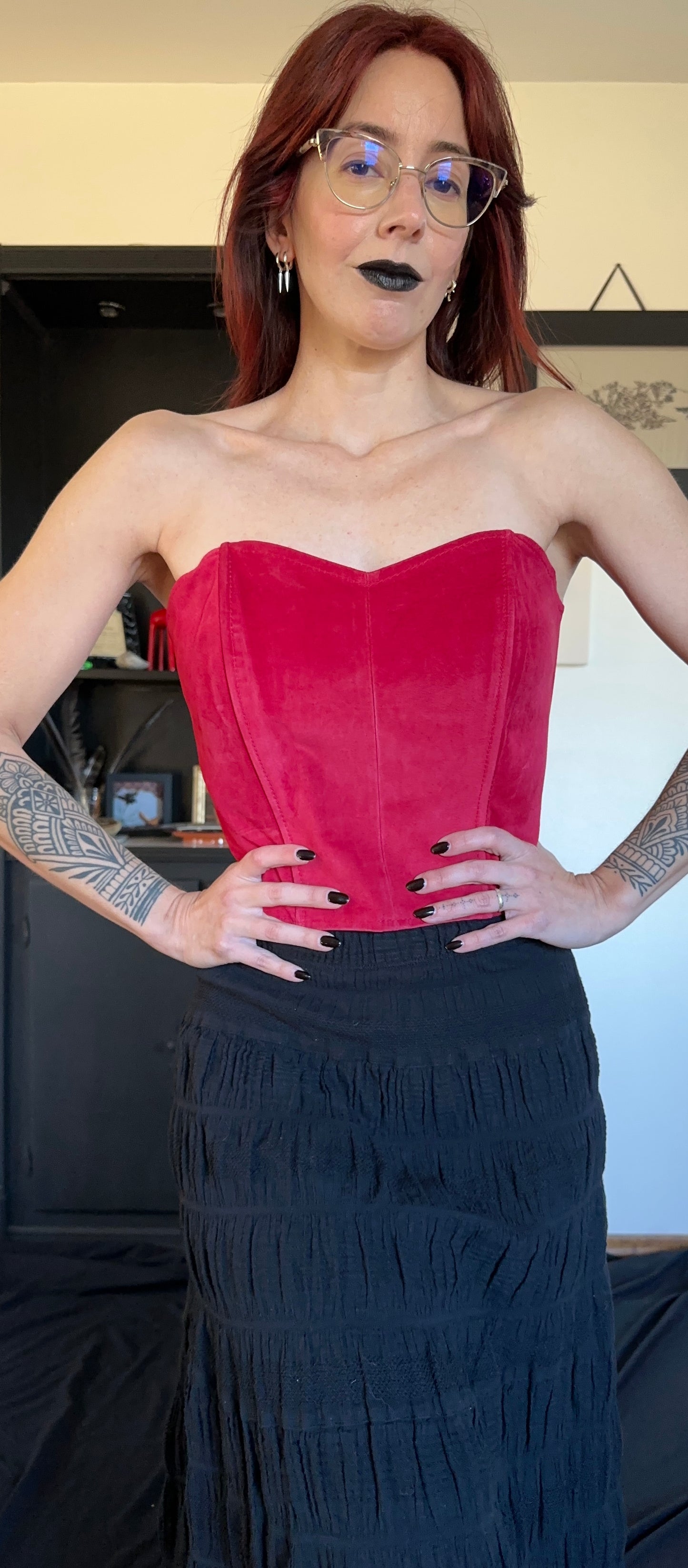 80s Suede Romantic Corset Top S-M