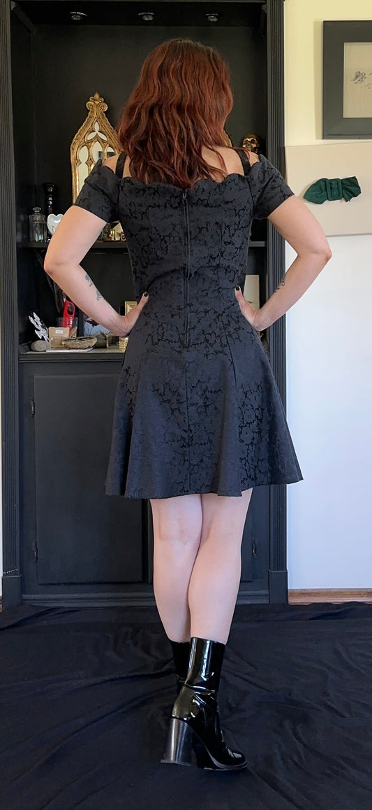 90s Brocade Off-The-Shoulder Dress