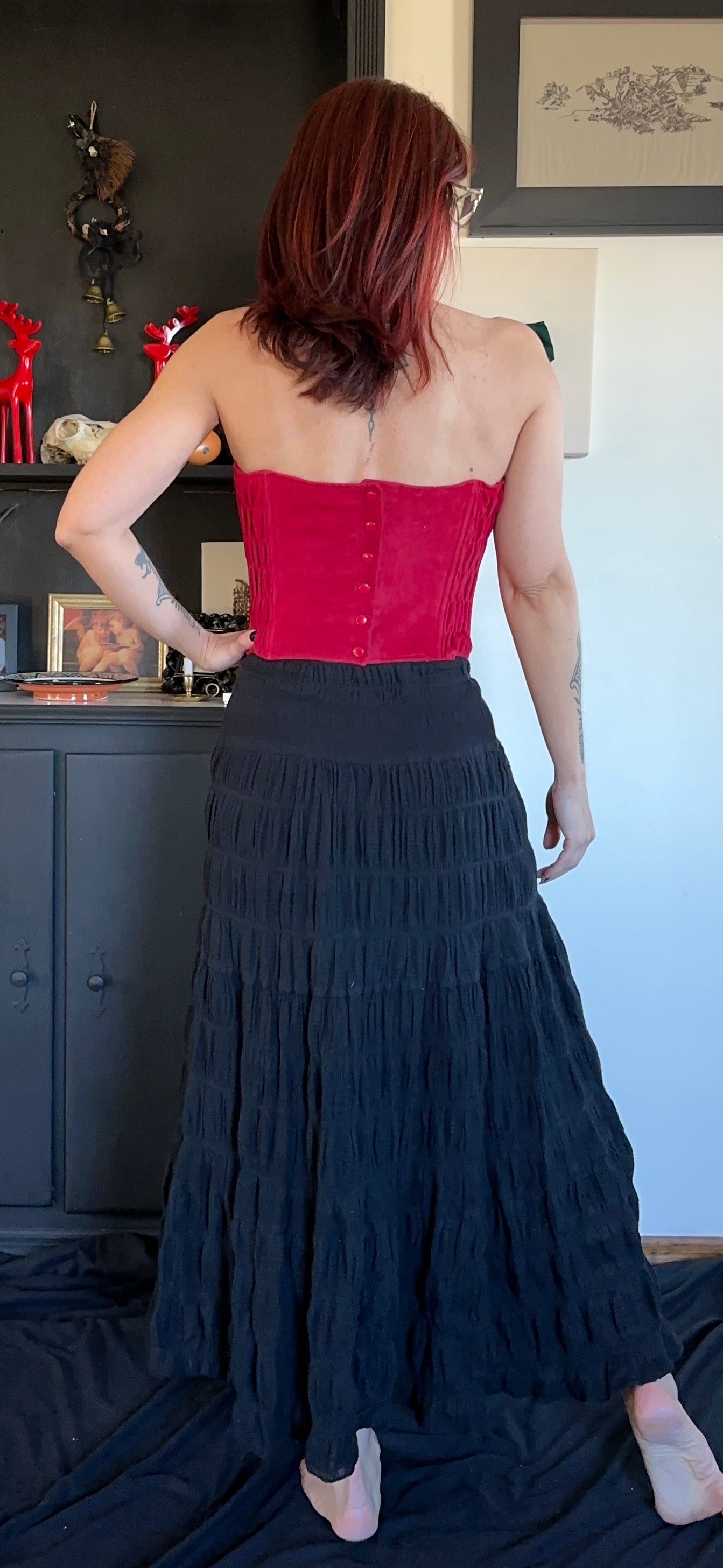 Cotton Tiered Boho Witchy Skirt XS
