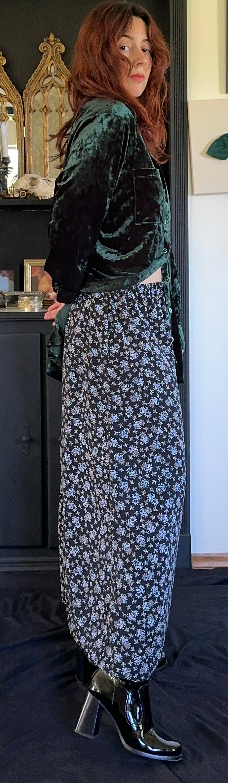 90s Floral Maxi Skirt