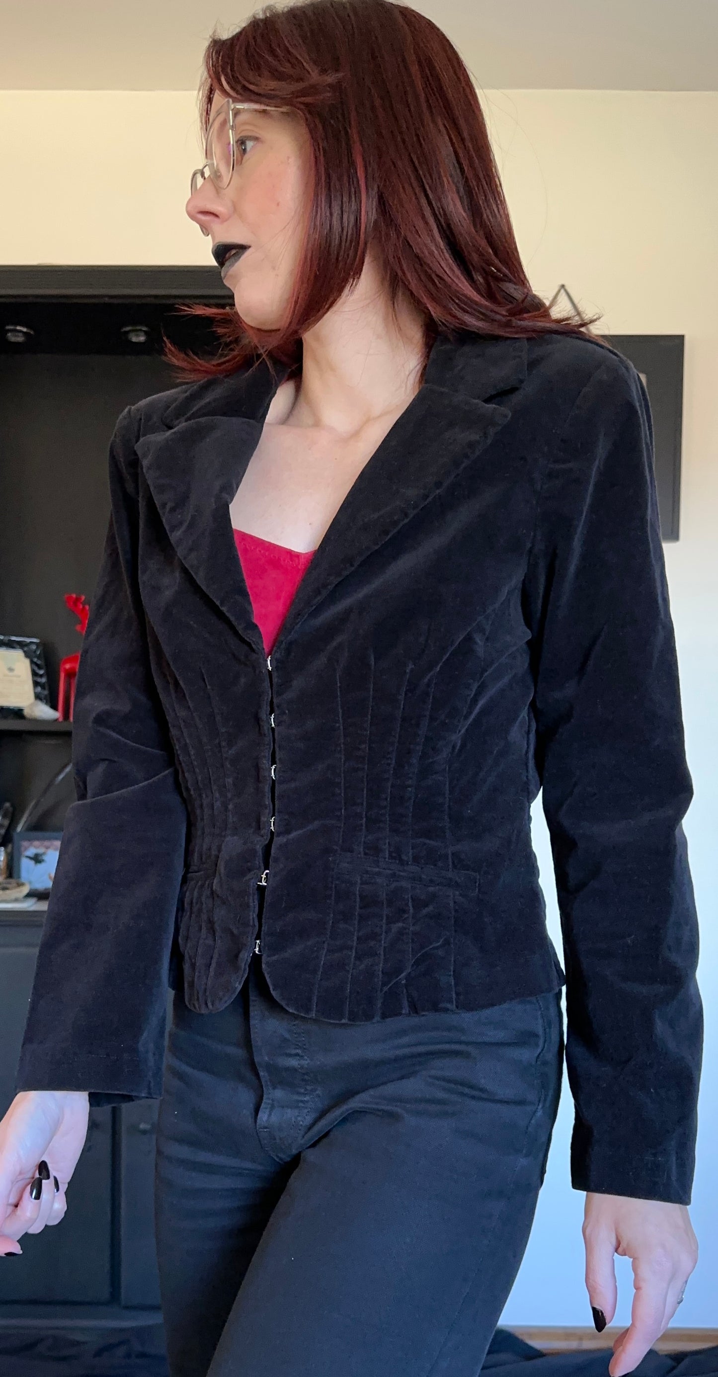 Victorian Goth Velvet Corset Blazer L
