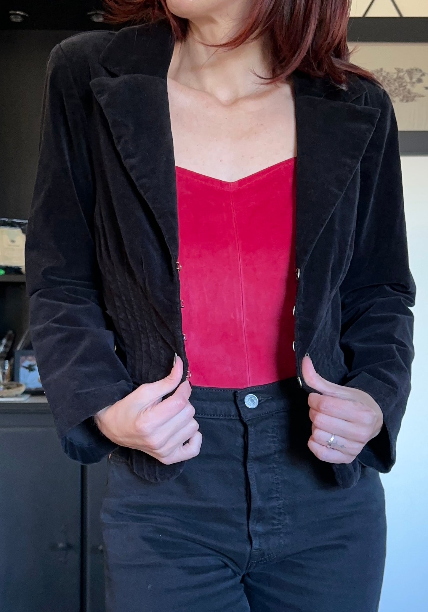 Victorian Goth Velvet Corset Blazer L
