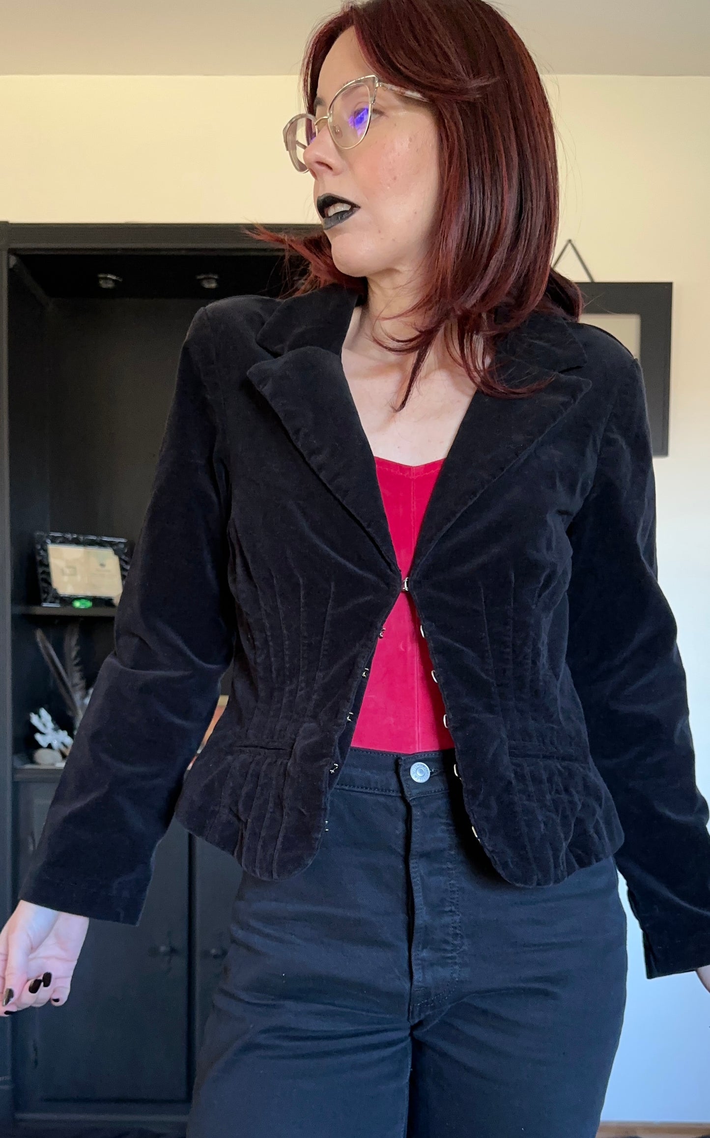 Victorian Goth Velvet Corset Blazer L