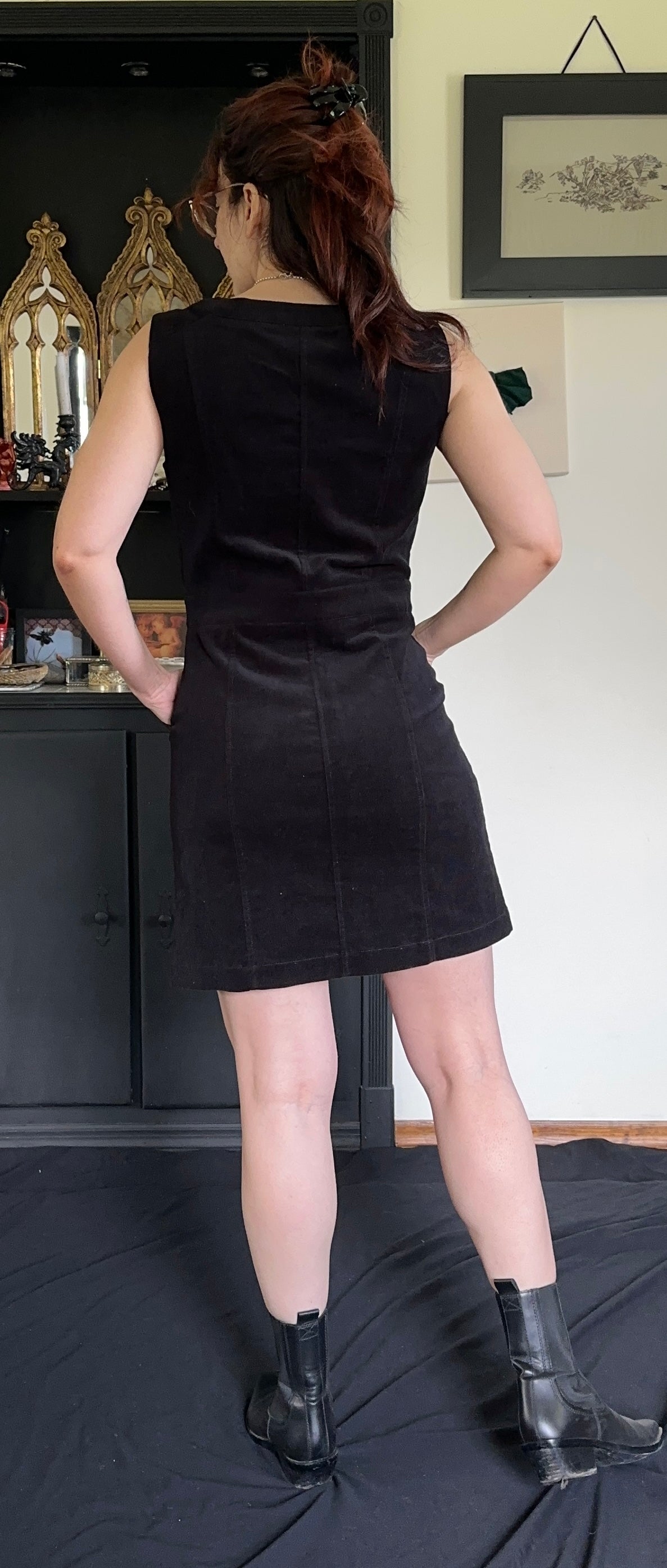 Zip Front Corduroy Sheath Dress
