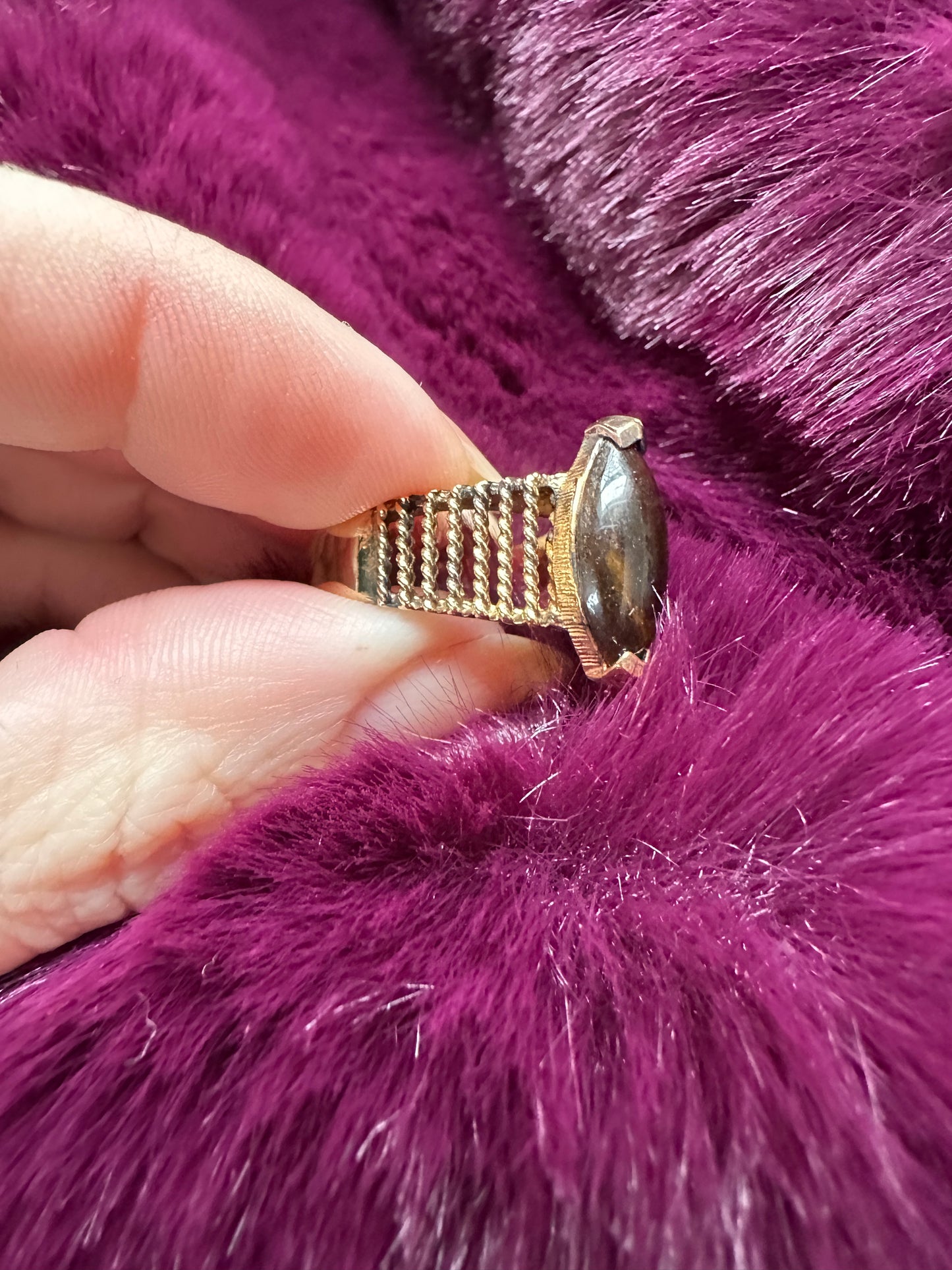 70's Gold Tiger's Eye Ring SZ 6