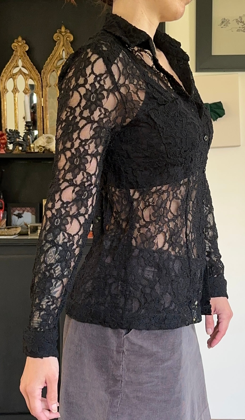 Lace Button Down Top