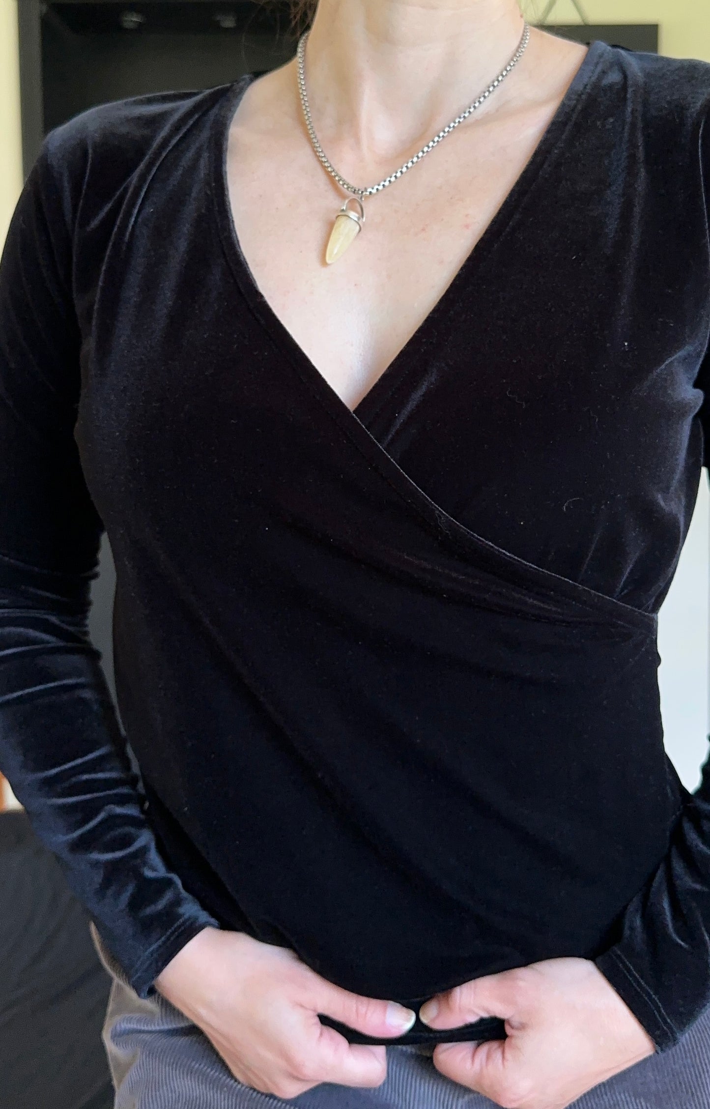 Velvet Faux Wrap Top