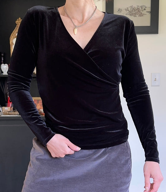 Velvet Faux Wrap Top