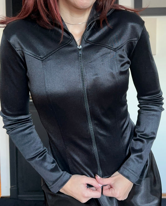 Zip Front Western Shirt S-M