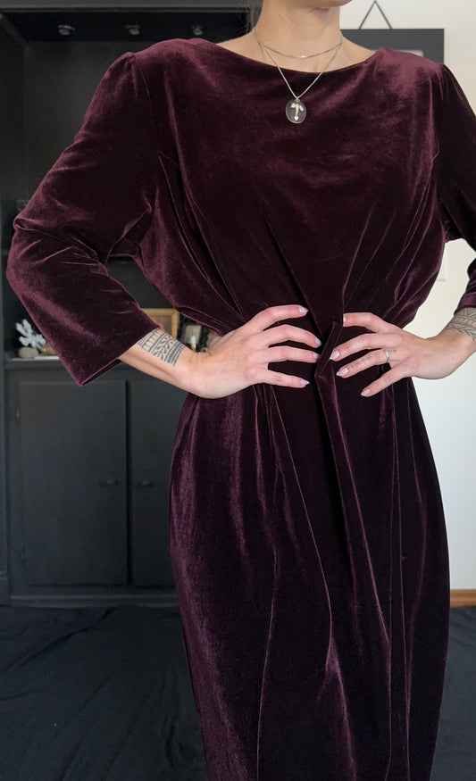 Wine Velvet Sheath Dress SZ 18