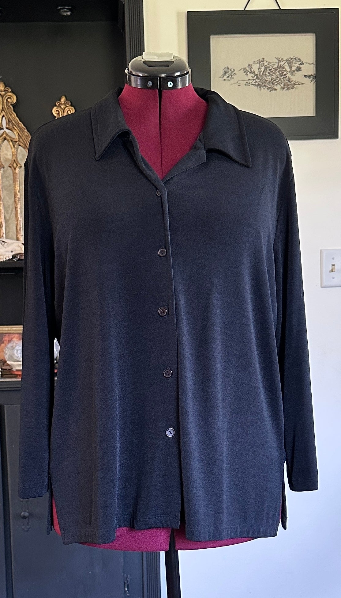 90s Stretch Crepe Button Down