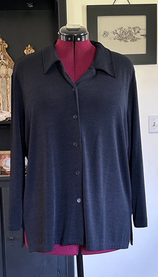 90s Stretch Crepe Button Down