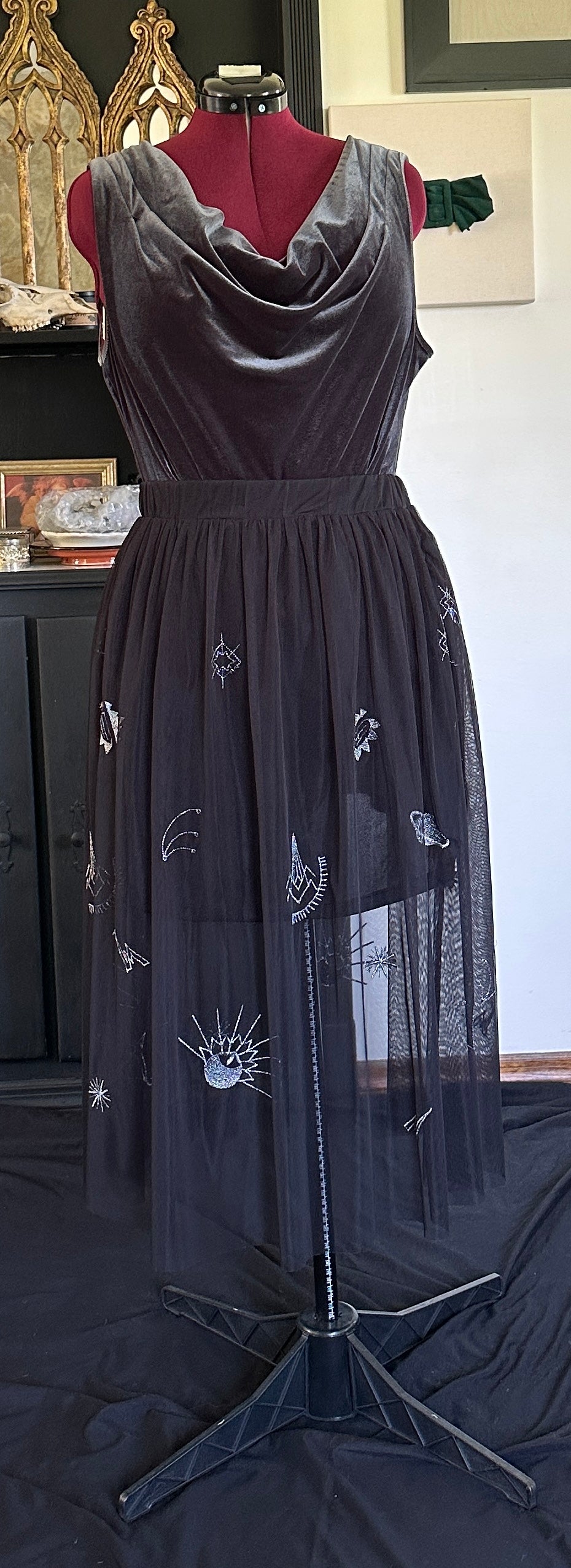 Metallic & Mesh Sheer Festival Skirt