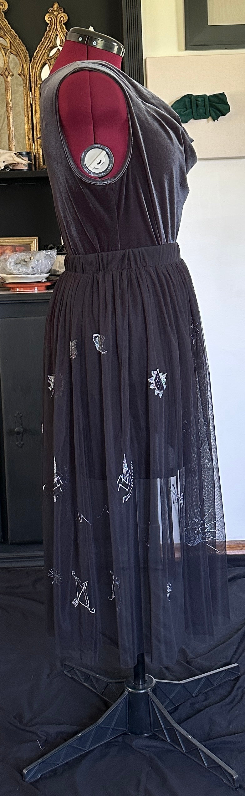 Metallic & Mesh Sheer Festival Skirt