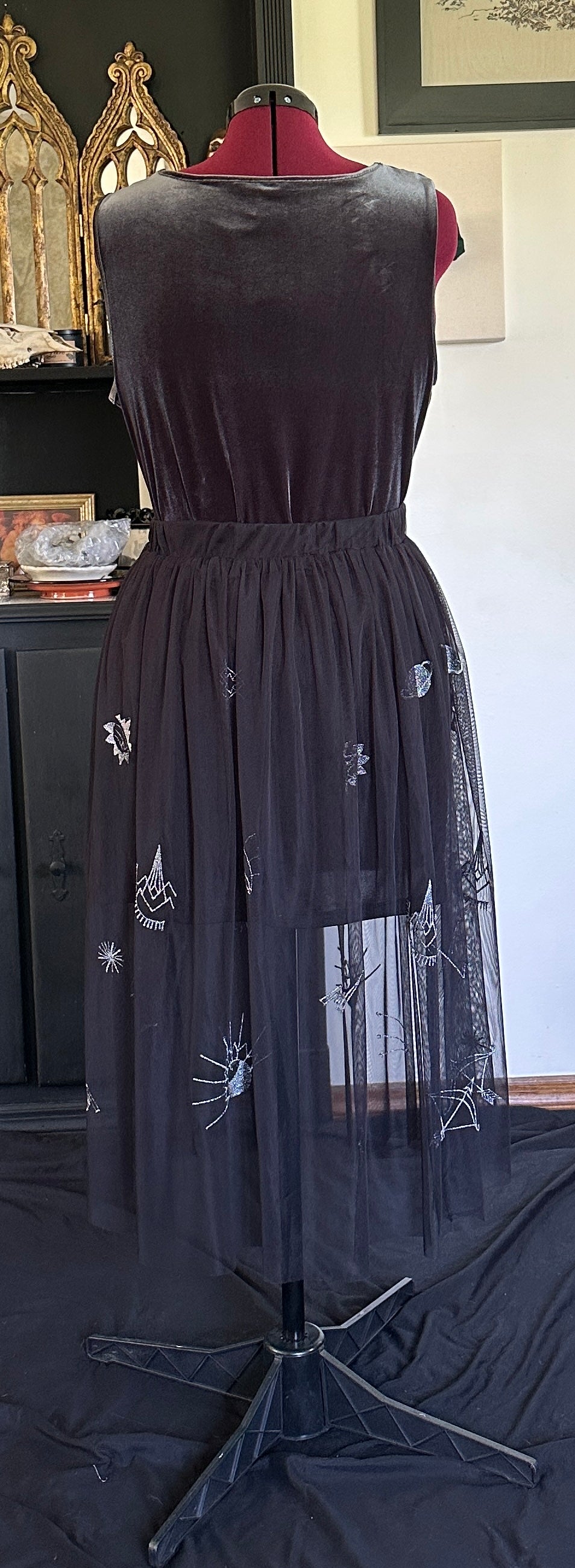 Metallic & Mesh Sheer Festival Skirt