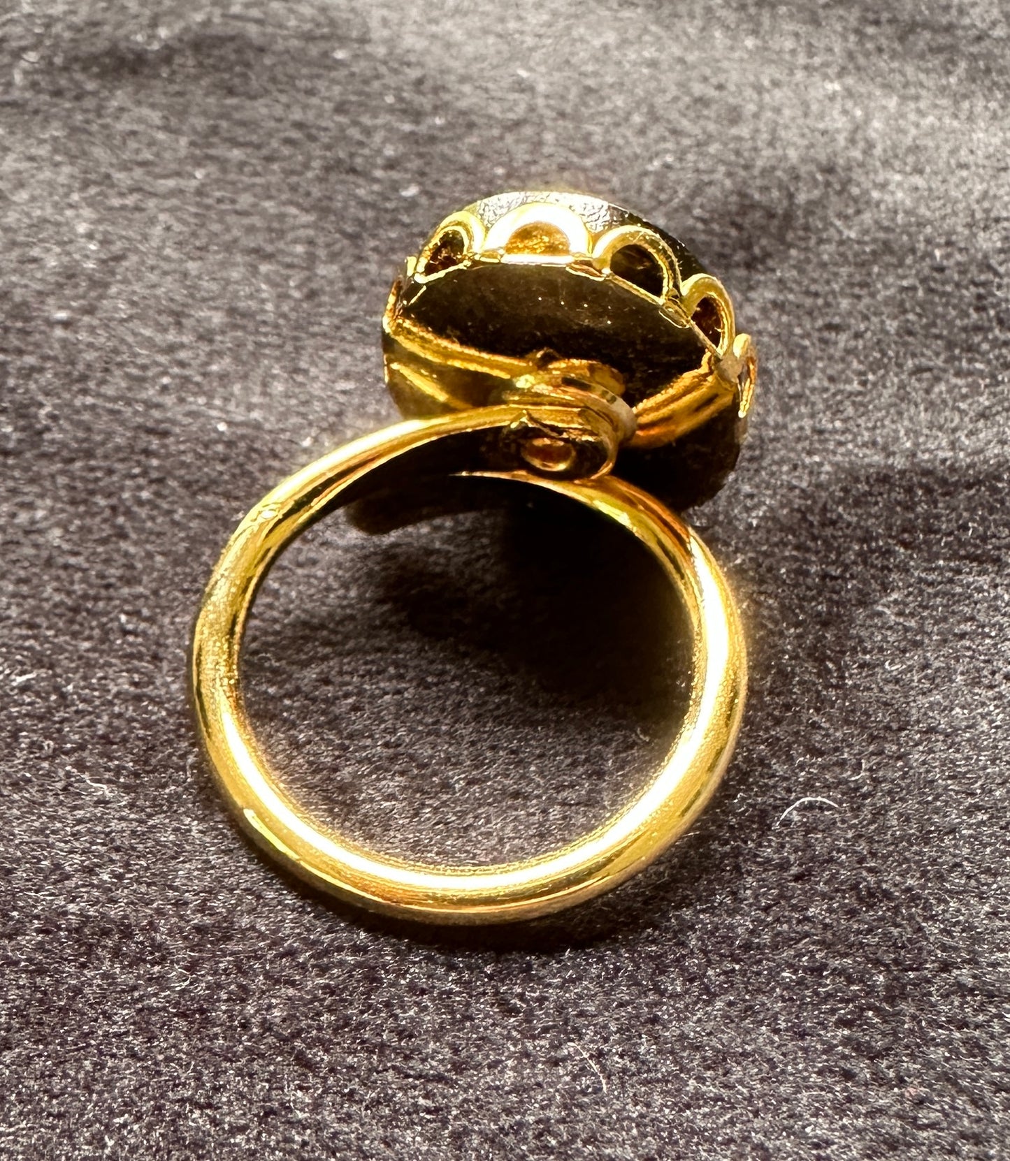 Amber & Gold Cameo Ring SZ 3-11