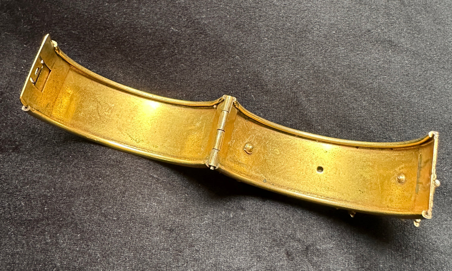 Vintage 1930's - 1960's Faux Pearl Brass Bracelet
