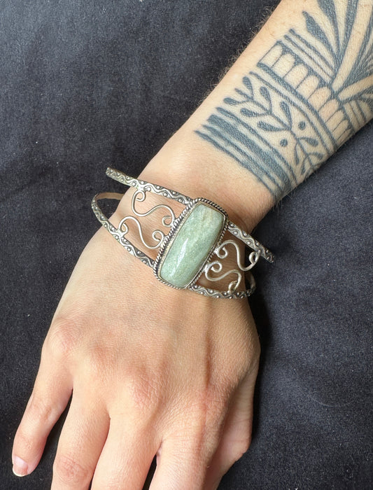 Prehnite Silver Bracelet