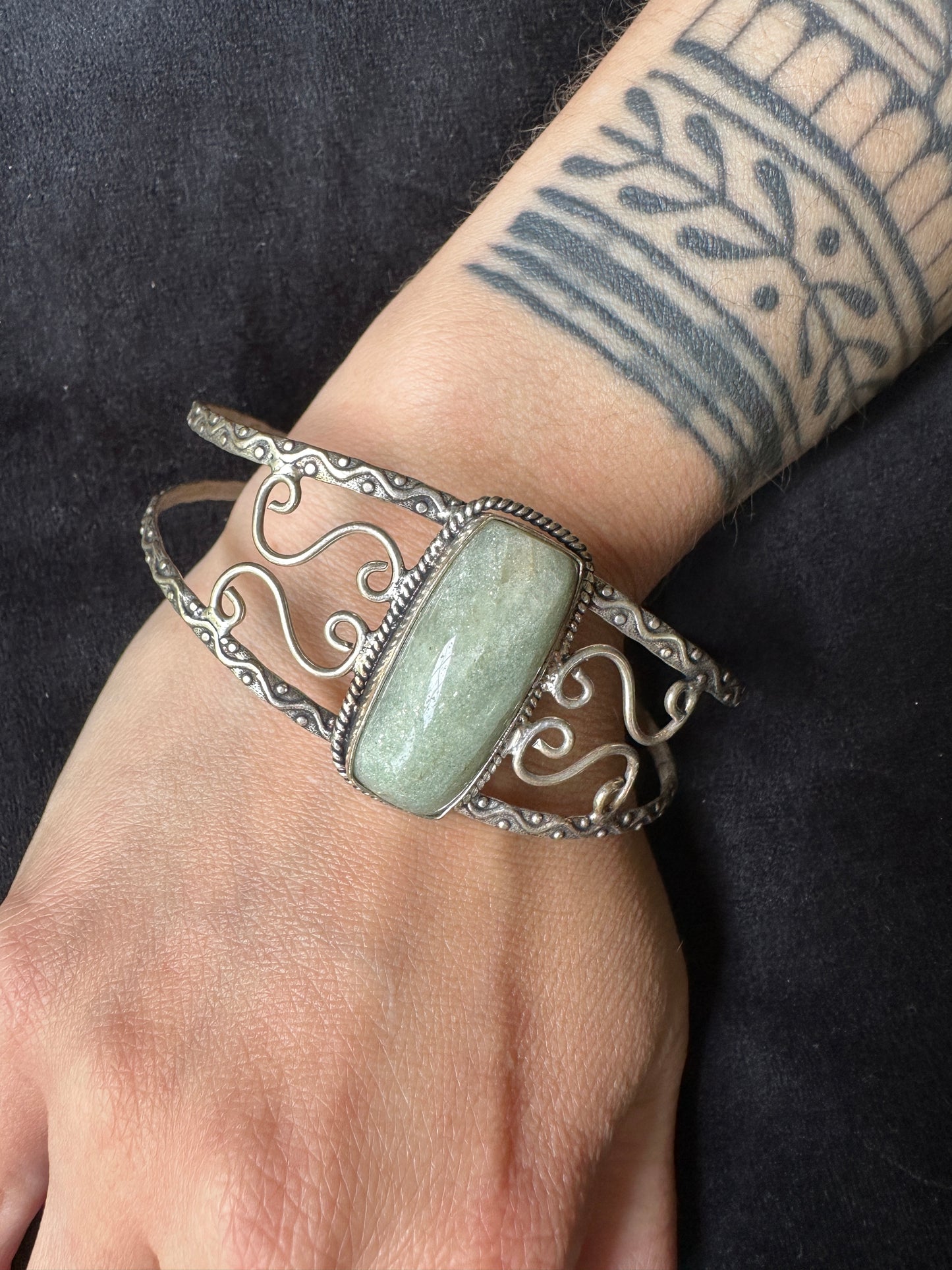 Prehnite Silver Bracelet