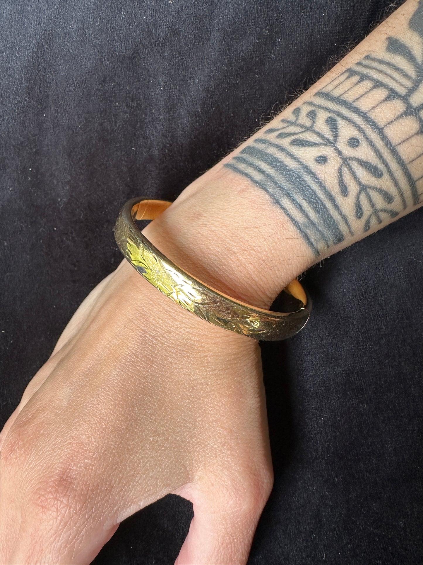 Vintage Etched Gold Bangle