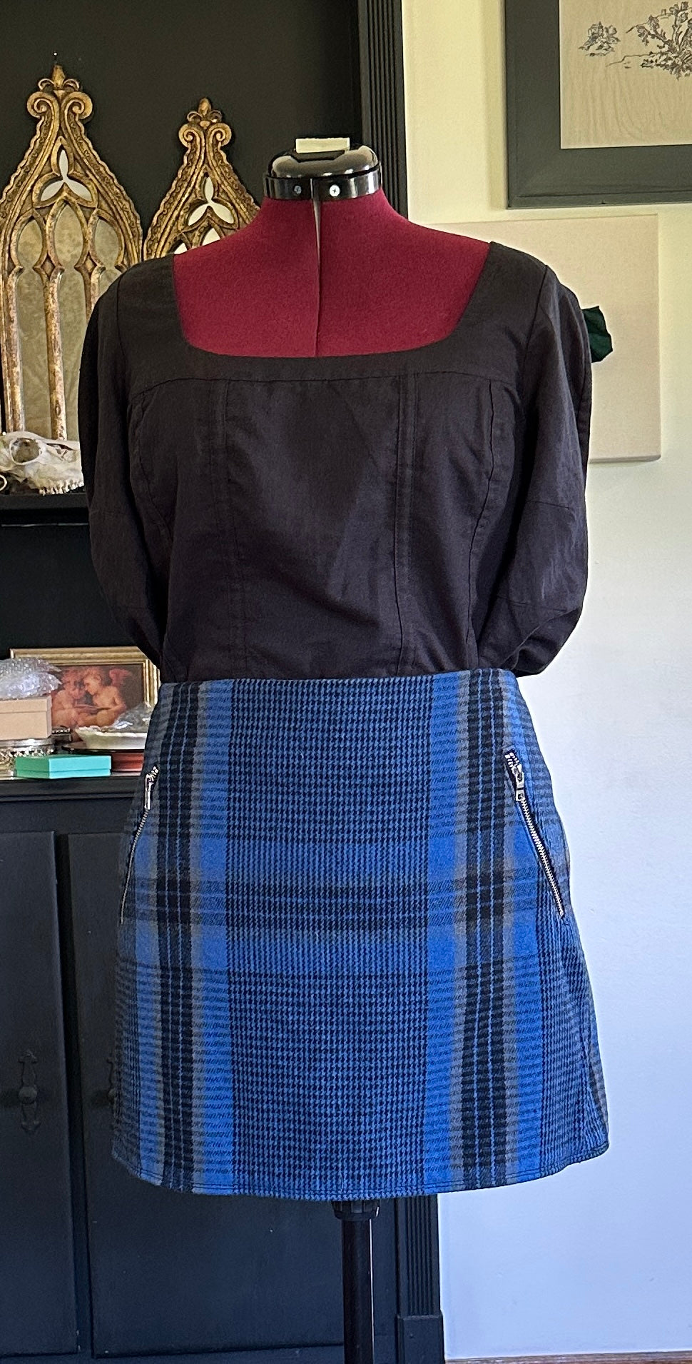 Tartan Plaid Wool Mini Skirt SZ 12
