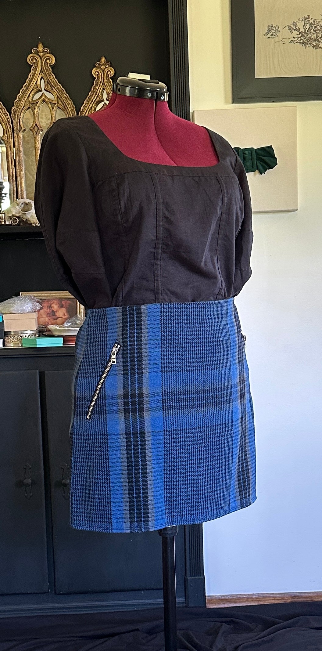 Tartan Plaid Wool Mini Skirt SZ 12