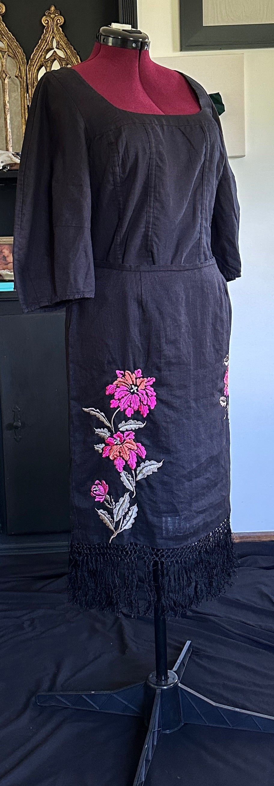 Embroidered Linen Skirt SZ 14