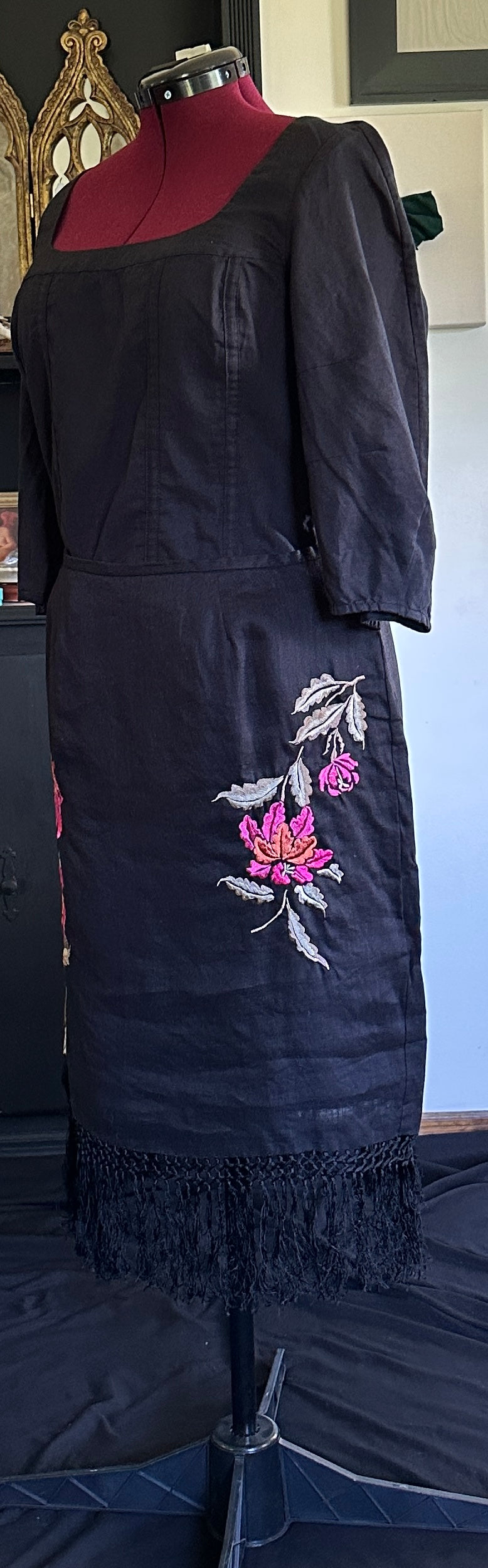 Embroidered Linen Skirt SZ 14